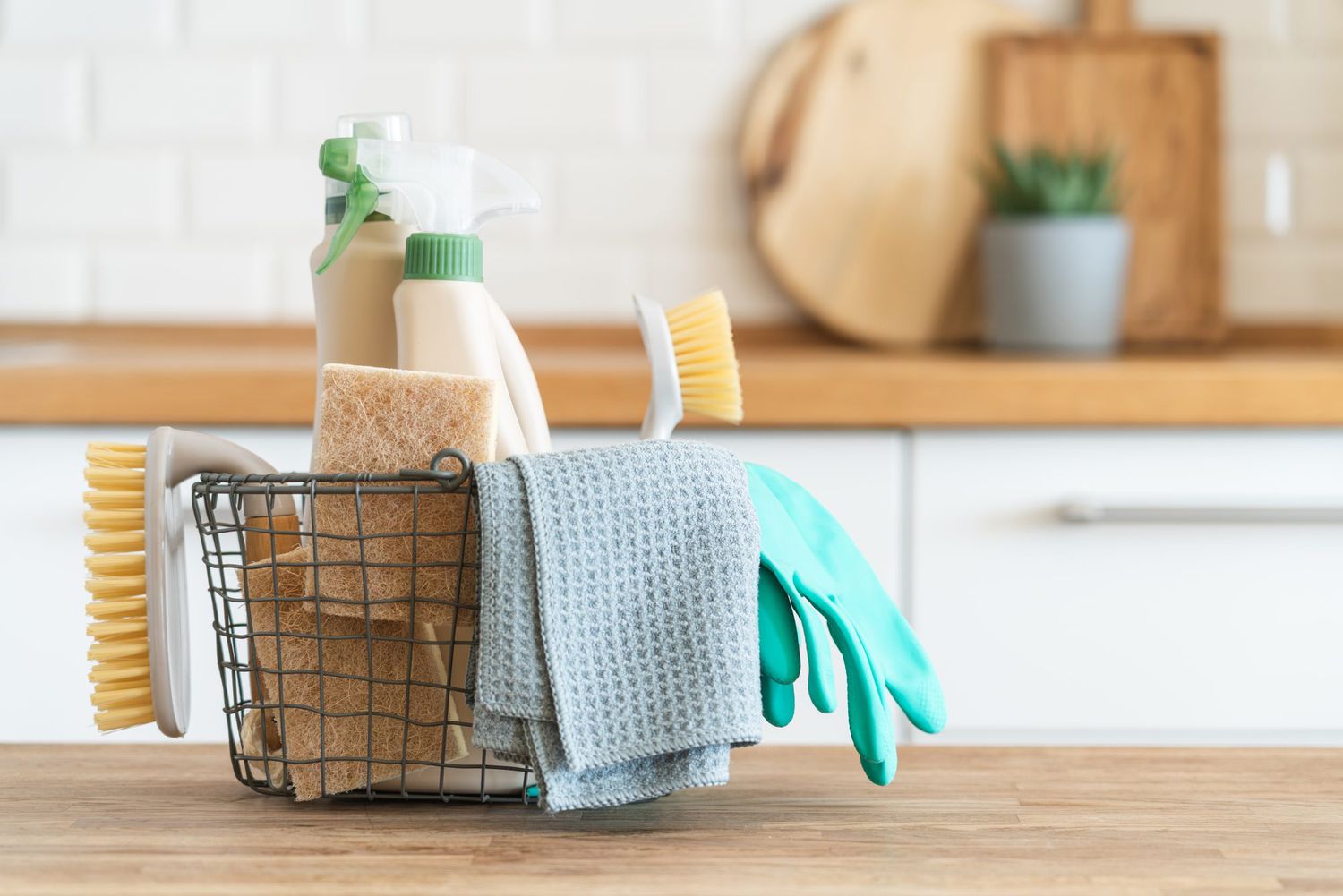 Cleaning Supplies in a bucket