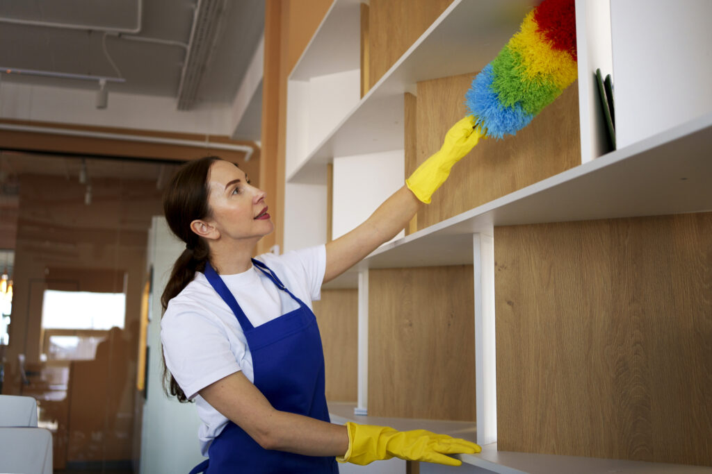 A Women Cleaning the Cupboard